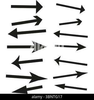Mixed arrow icons. Varied direction symbols. Bold pointing Vector. Dynamic navigation set Stock Vector