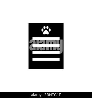 Animal Vet Checklist, Veterinary Pet Health Card Solid Flat Vector Icon Isolated on White Background. Stock Vector
