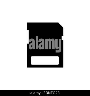 Micro SD Memory Card, Compact Data Storage Solid Flat Vector Icon Isolated on White Background. Stock Vector