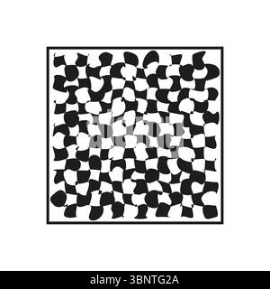 Concentric square grid. Pixel halftone panel. Optical depth Vector. Monochrome illusion emblem. Stock Vector