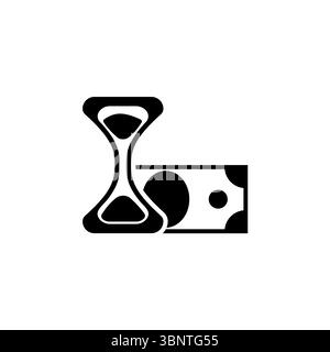 Time is Money, Hourglass with Dollars Solid Flat Vector Icon Isolated on White Background. Stock Vector