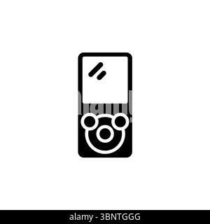 Portable MP3 Media Music Player with Equalizer Solid Flat Vector Icon Isolated on White Background Stock Vector