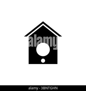 Wooden Birdhouse, Roof Pet Bird House Solid Flat Vector Icon Isolated on White Background Stock Vector