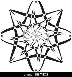Mandala star icon. Complex radial pattern. Symmetric ornament Vector. Bold outline form. Stock Vector