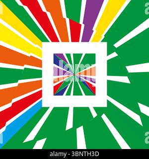 Colorful square pattern. Abstract radial stripes. Optical tunnel effect. Vector vibrant illustration. Stock Vector