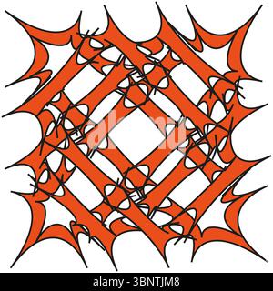 Orange spike icon. Angular web motif. Dynamic mesh Vector. White backdrop emblem. Stock Vector