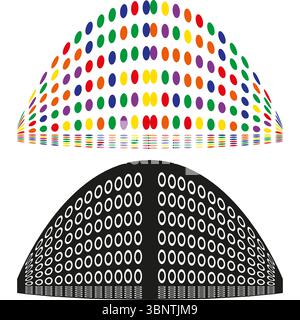 Dome structure pattern. Geometric grid design. Abstract spherical shape. Vector architectural element Stock Vector