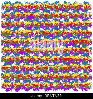 Pixel mosaic pattern. Dense rainbow vector. Vibrant noise texture. Abstract color field. Stock Vector