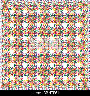 Color pixel mosaic. Square tile Vector. Grid cross sparkle. White backdrop pattern. Stock Vector