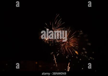 Fireworks. Unusual and creative shots of fireworks in the night sky. Stock Photo