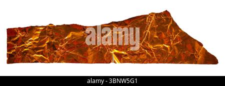Crumpled Gold Foil Strip on White Background Stock Photo