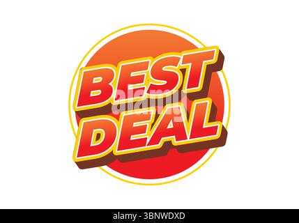 A vibrant graphic featuring the text BEST DEAL in bold, eye catching typography The background is a gradient circle transitioning from orange to red, Stock Vector