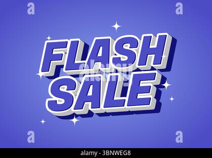 A vibrant graphic featuring the text FLASH SALE in bold, 3D style letters against a purple background with sparkling accents Stock Vector