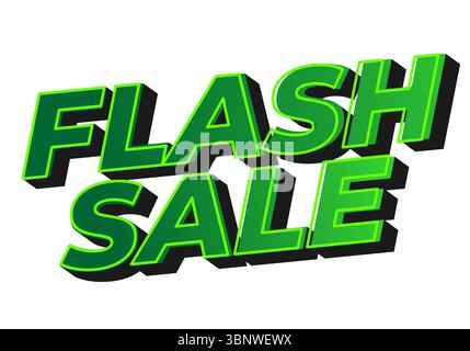Bold text graphic featuring the words FLASH SALE in vibrant green with a 3D effect, suitable for promotional materials Stock Vector