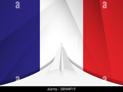 France Flag with Abstract Paper Airplane Design, National Flag in a geometric folded paper style. Vector illustration. Stock Vector