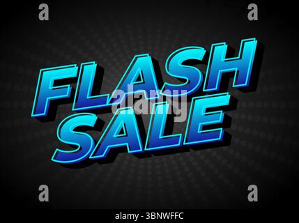 A vibrant graphic design featuring the text FLASH SALE in bold, 3D blue letters against a dark background with radial patterns Stock Vector