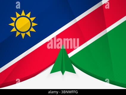 Namibia Flag with Abstract Paper Airplane Design, National Flag in a geometric folded paper style. Vector illustration. Stock Vector