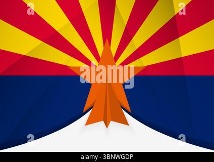 Arizona Flag with Abstract Paper Airplane Design, National Flag in a geometric folded paper style. Vector illustration. Stock Vector