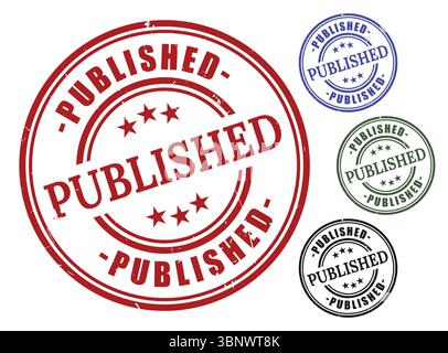 Published stamp vector graphics of seals in different colors for design elements and projects Stock Vector