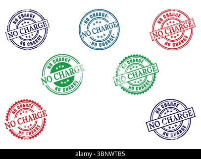 collection of No charge rubber stamp vector graphic element various colors for business promotion and advertising design Stock Vector