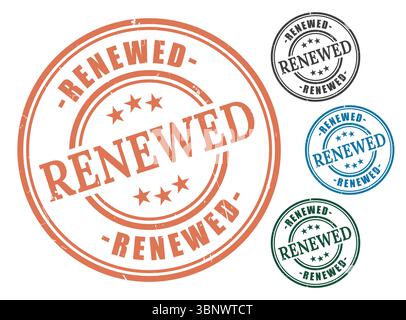 Renewed stamp vector graphic for business approval and validation designs authentic seals and marks Stock Vector