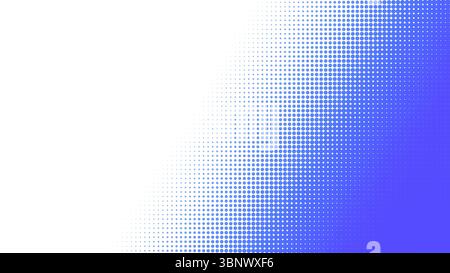 Blue halftone pattern on white. Abstract half tone background with copy space. Dotted pattern for template, brochure, business card, web page etc. Stock Photo