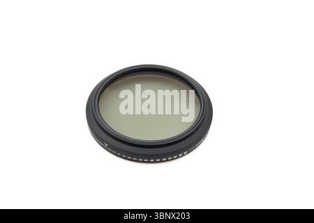 UV polarizing filter for camera isolated on white background Stock Photo