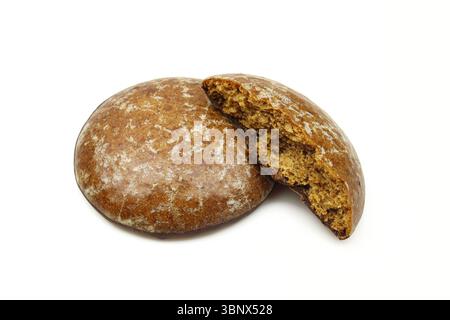 Glazed gingerbread biscuits isolated on white background Stock Photo