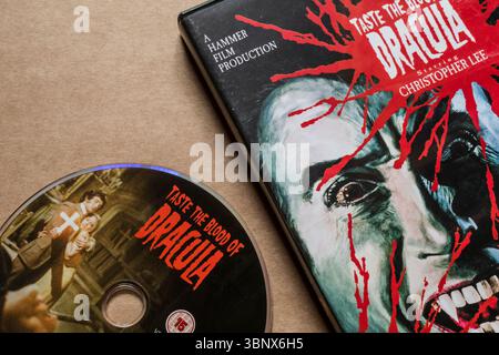 Taste the Blood of Dracula DVD case and disc featuring Christopher Lee - Hammer horror classic Stock Photo