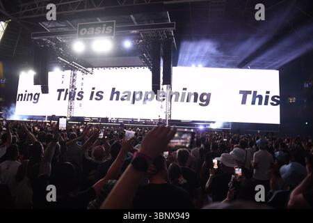 Cardiff, UK. 04th July, 2025. CARDIFF, WALES - JULY 04: Oasis performing at Principality Stadium during the ‘Oasis Live '25' Tour on July 04, 2025 in Cardiff, Wales*SEE SPECIAL INSTRUCTION!* **Editorial Use only** **Only for publication up to 3 August** **Picture kill date 4 August 2025** CAP/MAR © MAR/Capital Pictures Credit: Capital Pictures/Alamy Live News Stock Photo