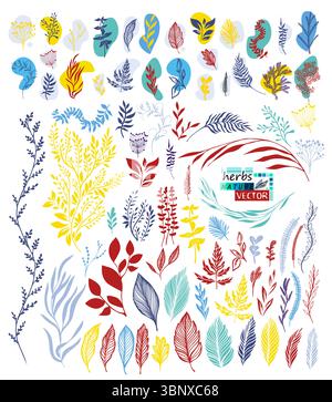 Set of different colored vector flowers . hand drawn. Not AI, Vector illustration Stock Vector