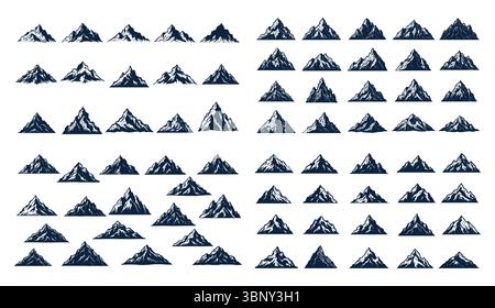 Mountain Peak Silhouette Vector Icons Pack Stock Vector