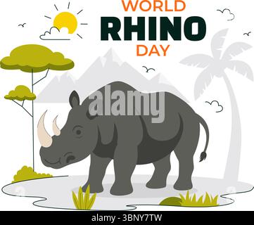 World Rhino Day September 22 illustration Stock Vector Image & Art - Alamy