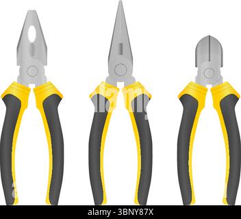 Pliers set on a white background. Vector illustration. Stock Vector