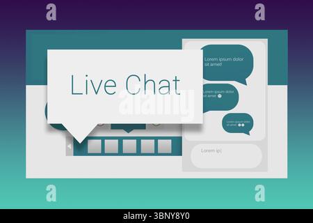 Graphic image of live chat text with speech bubbles Stock Photo