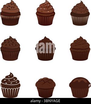 chocolate cupcake isolated vector illustration art design Stock Vector