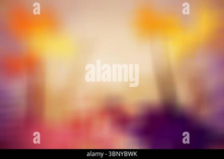 Blurred vertical shapes are blending warm orange, yellow, red gradients in abstract flat design Stock Photo