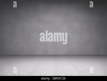 Empty concrete studio space is being shown in flat design with wall-floor junction, copy space Stock Photo