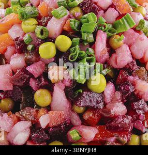 food still-life, Salad vinaigrette with boiled vegetables close up Stock Photo