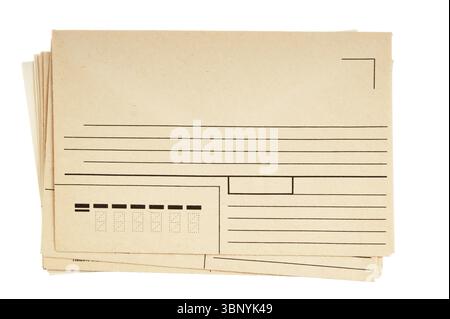 Stack of mail envelopes isolated on white background Stock Photo