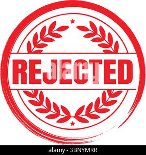 Rejected Stamp Logo Vector – Round Red Rubber Seal with Grunge Texture Stock Vector