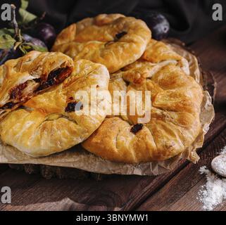 Delicious fresh sweet vertuta with plums Stock Photo