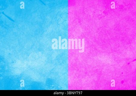 Textured abstract design is showing flat design backdrop split into turquoise blue and magenta pink Stock Photo