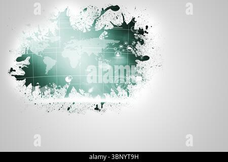 Splash on wall revealing technology interface Stock Photo