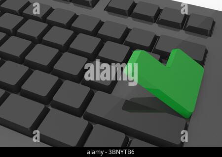 Black keyboard with green key Stock Photo
