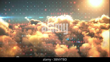 Composite image of image of malware detected server and orange cloudy sky Stock Photo