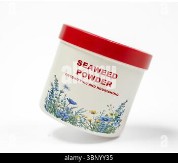 Seaweed powder. Rich in minerals, detoxifies skin, improves hydration, and softens skin texture. Stock Photo
