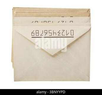 Stack of mail envelopes isolated on white background Stock Photo