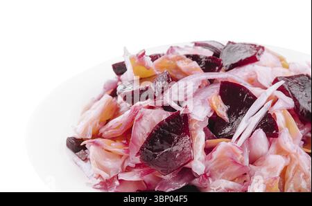 food still-life, Salad of sauerkraut, beets and onions Stock Photo