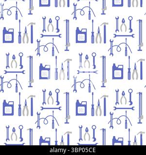 Seamless pattern with blue and gray tools icons, perfect for Fathers Day background or print vector Stock Vector